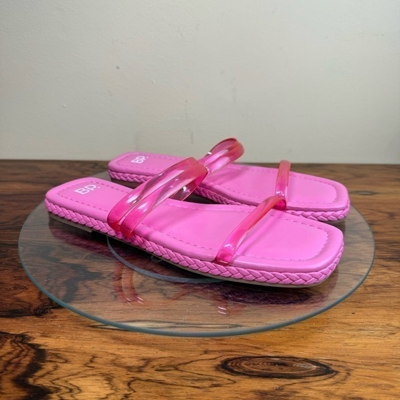 NEW Nordstrom BP Viola Barbie Pink Braided Flat Slide Sandals - Picture 7 of 14
